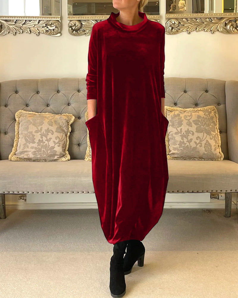 Chic Velvet Dress with Handy Pockets for Ultimate Comfort