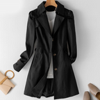 Women's Padded Shoulder One-Button Trench Jacket