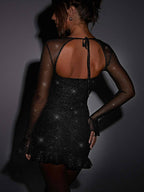 Etta - Elegant Black Sparkle Mini Dress