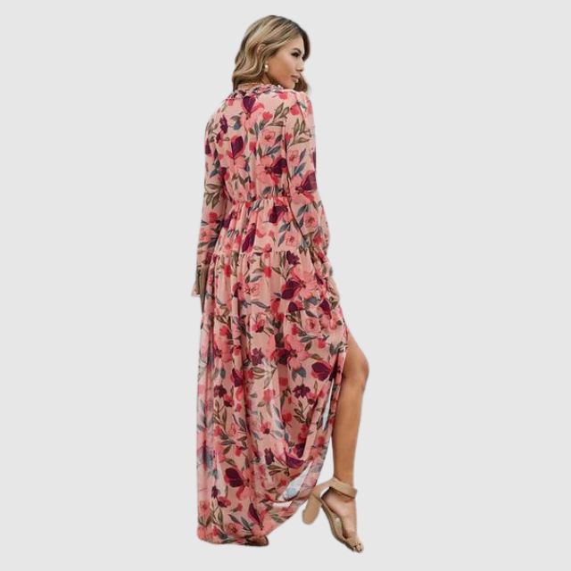 Maxi Dress with Floral Chiffon Print