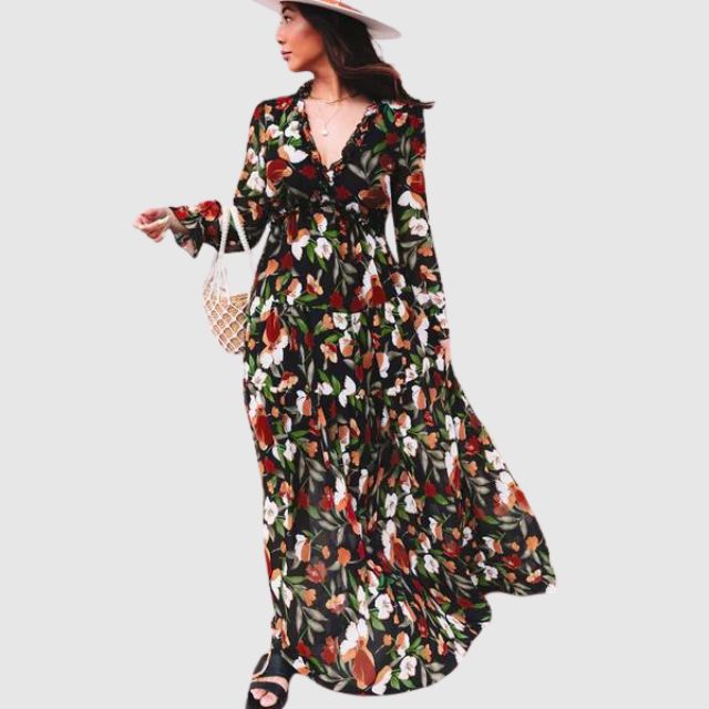 Maxi Dress with Floral Chiffon Print