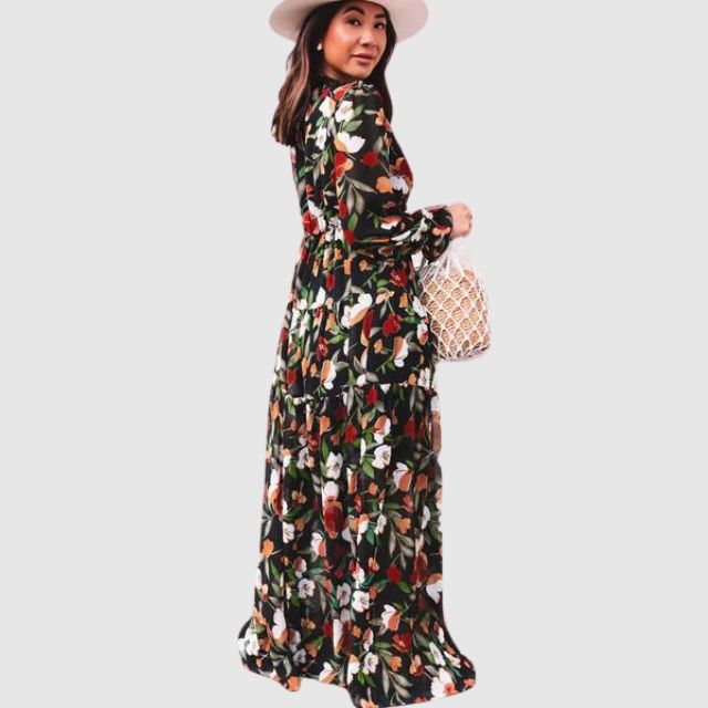 Maxi Dress with Floral Chiffon Print
