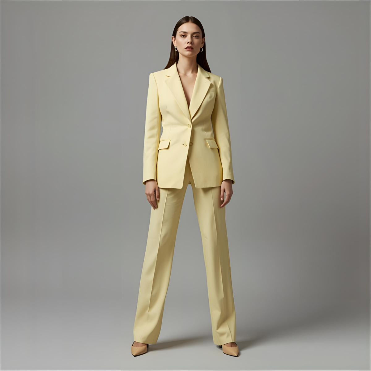 SOLYNE | Pastel Yellow Fitted Blazer