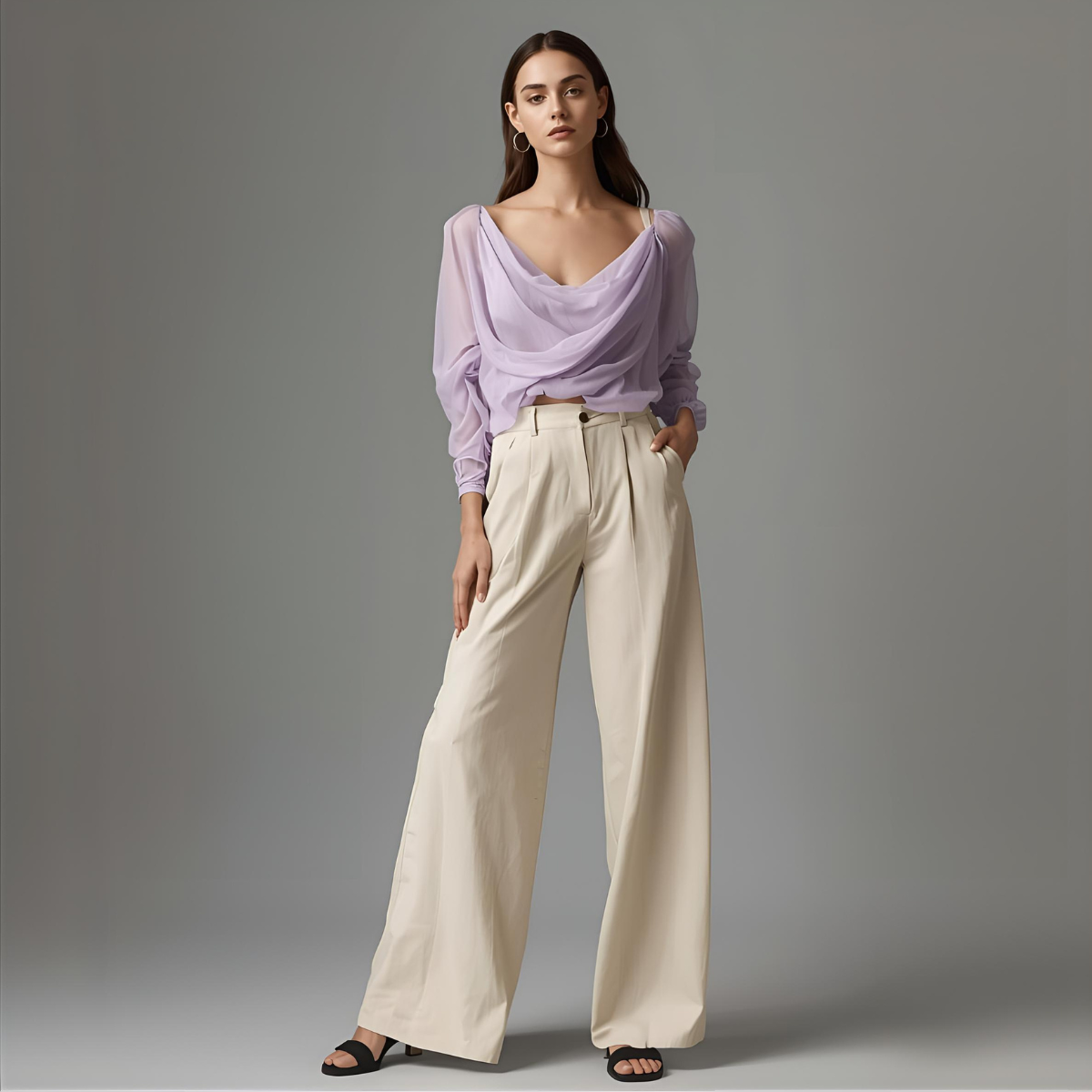 AURELIS | Soft Lilac Chiffon Top