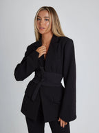 Waist-Defined Blazer with Belt