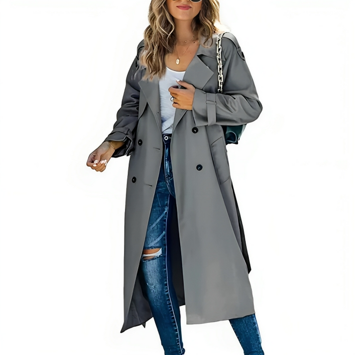 Stylish Double-Breasted Women's Trench Coat