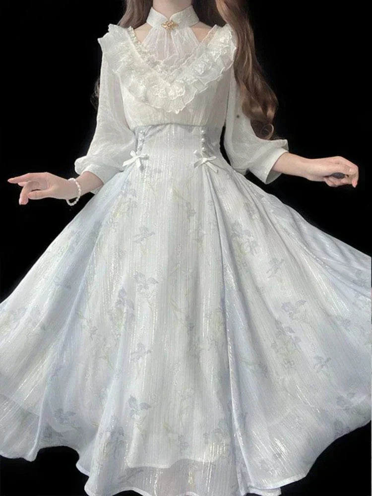 Elegant Midi Dress Inspired by Belle Époque Style