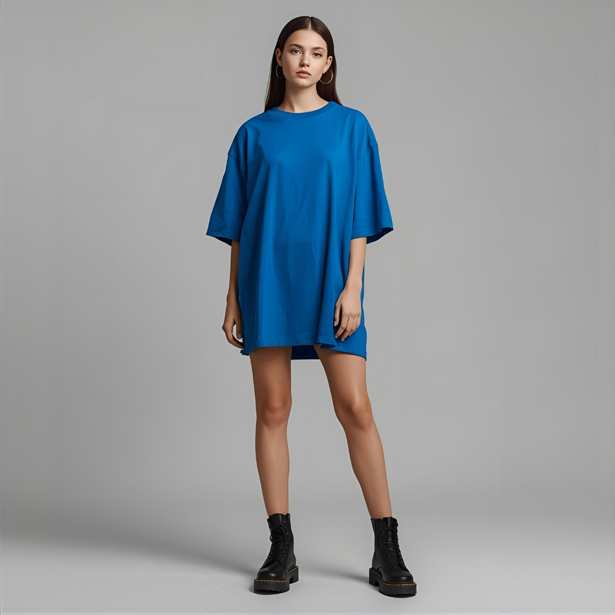 AZURINA | Oversized Blue T-Shirt with Relaxed Fit