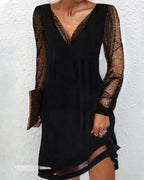 Sparkling Glitter Sleeve Deep V-Neck Party Dress