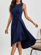 Navy Midi Dress Without Sleeves
