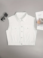 Johanna - Sleeveless Denim Jacket with Flap Pockets