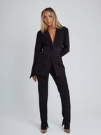 Waist-Defined Blazer with Belt