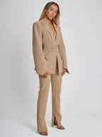 Waist-Defined Blazer with Belt