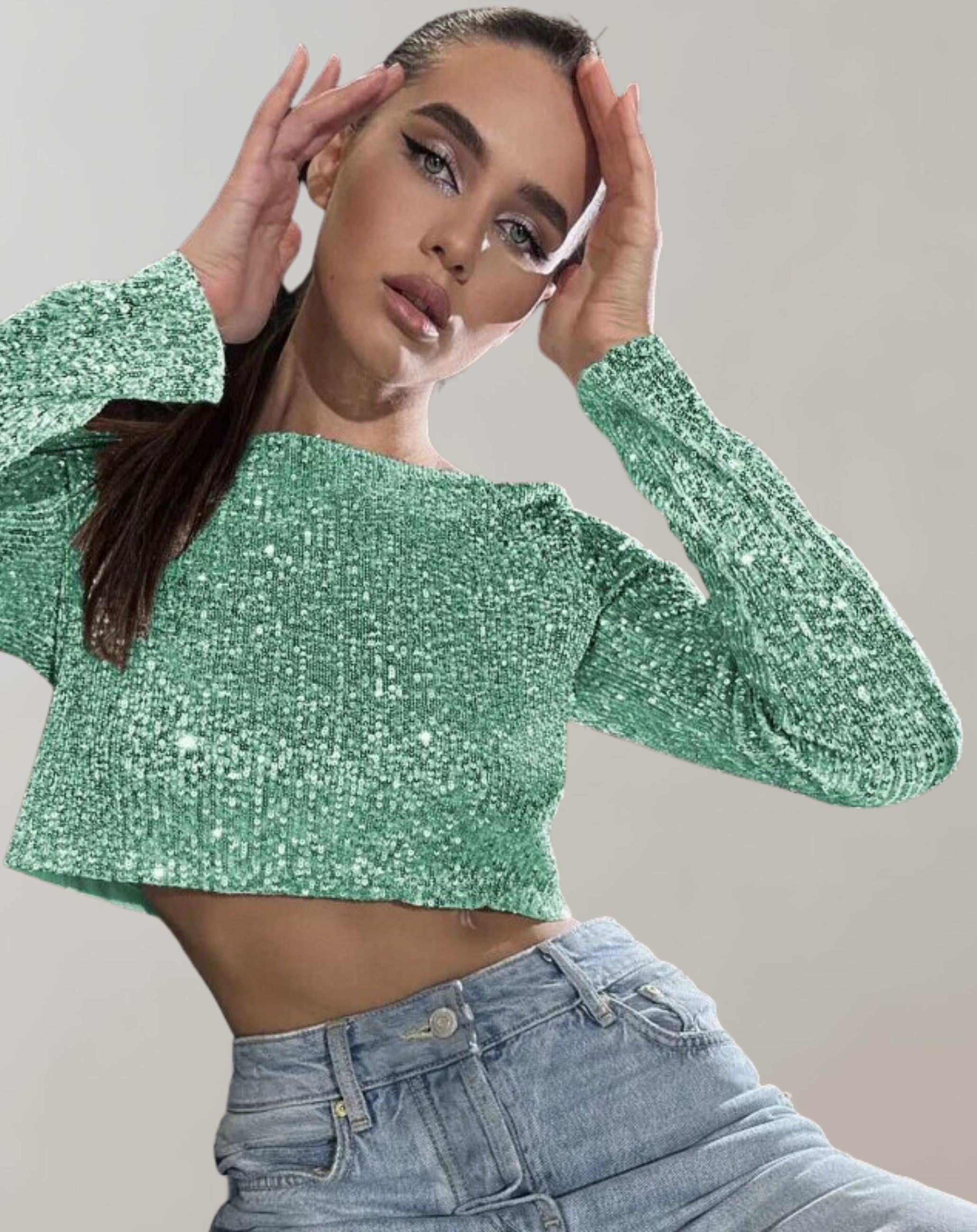 Women's Shimmering Sequin Crop Top