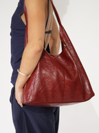Retro-Style Distressed Leather Tote Bag