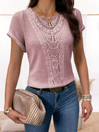 Chic Lace T-Shirt with Trendy Accents