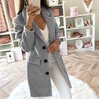 Women's Notched Collar Double-Breasted Wool Coat