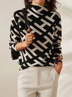 Chic and Comfortable Geometric Knit Pullover