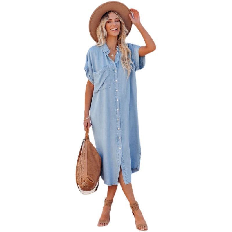 Denim Dress with Short Sleeves - Ayla