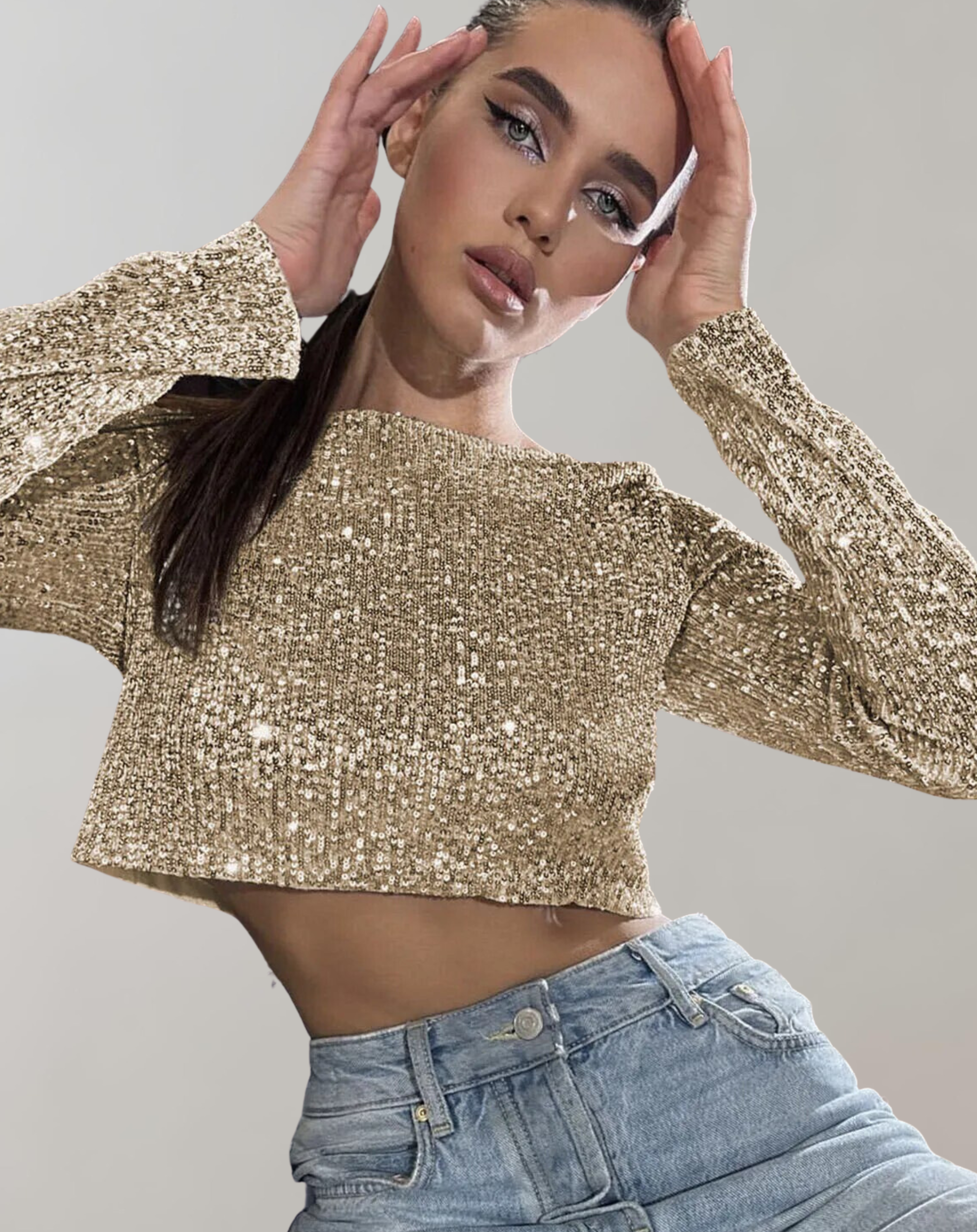 Women's Shimmering Sequin Crop Top