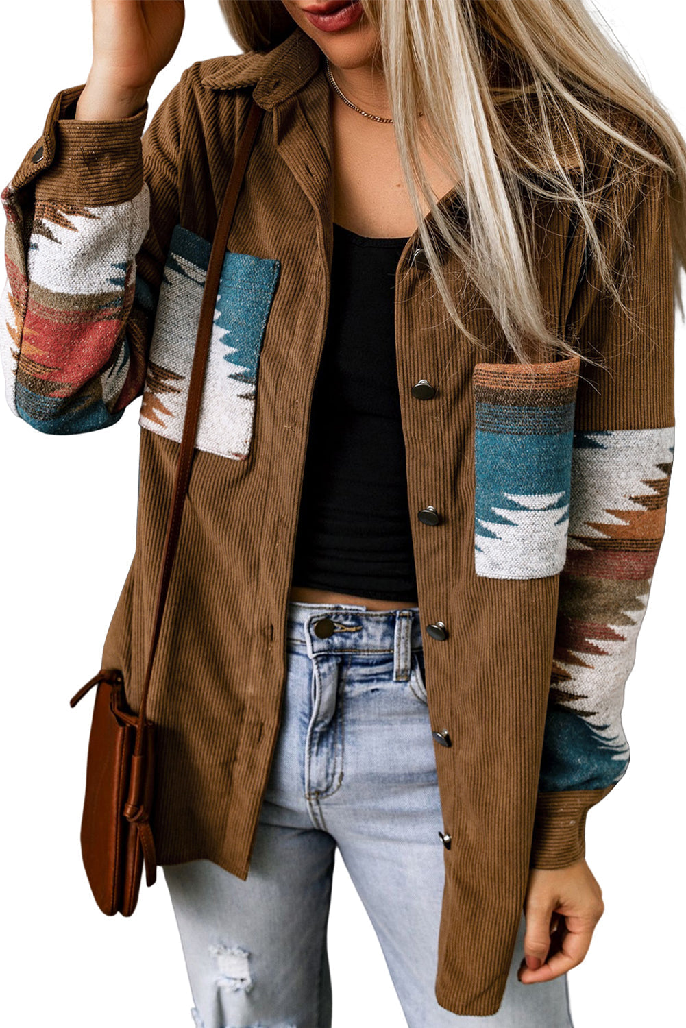 Aztec Print Corduroy Jacket