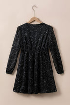Chic Black Glitter Dress Featuring a Sophisticated Mesh Overlay