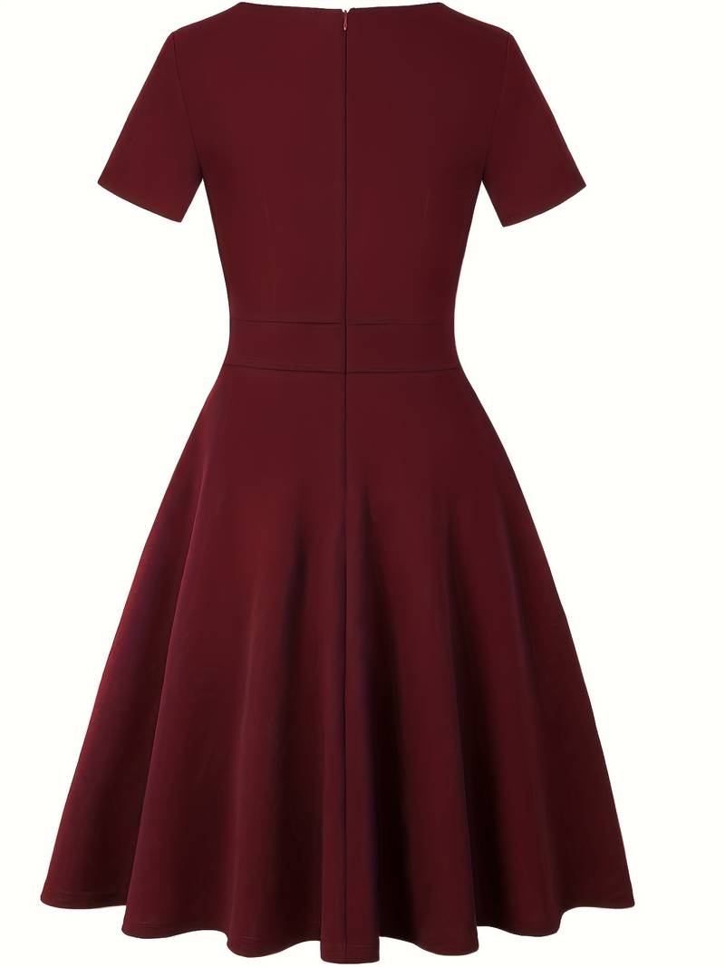 Chic Blue Lace-Detail Dress with Tailored Waist