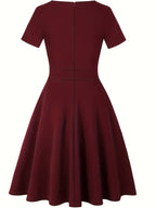 Chic Blue Lace-Detail Dress with Tailored Waist