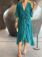 Elegant V-Neck Chiffon Dress