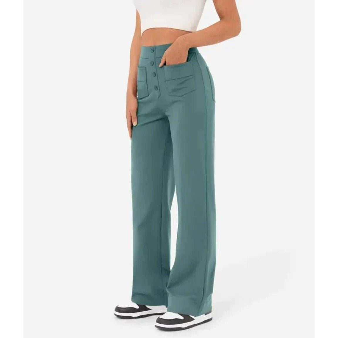 Flexible High-Waisted Stretch Trousers