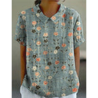 Charming Floral Cotton Blouse with a Pastoral Touch