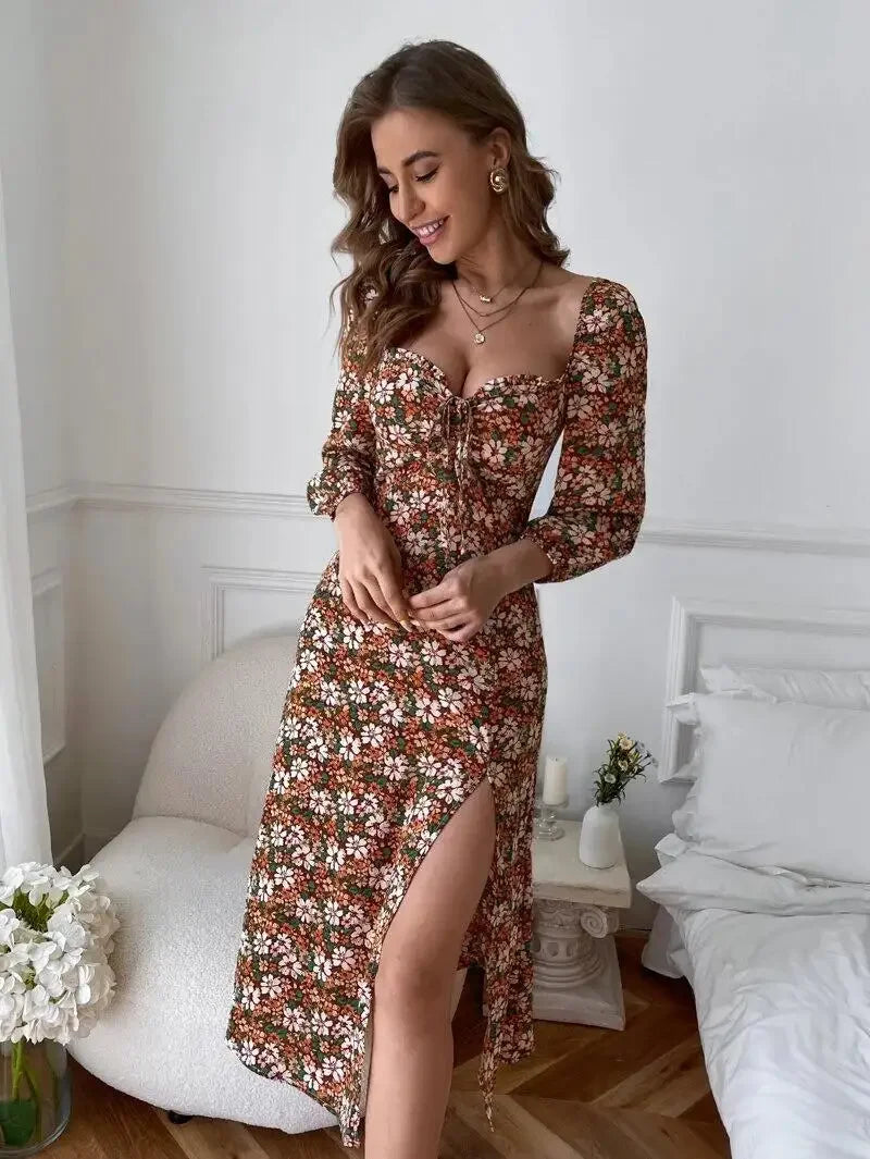 Floral Dress with Heart Cutout Detail