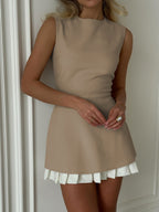 Sleeveless Dress with Pleated Skirt