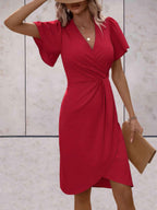 Chic Short Sleeve Wrap Dress