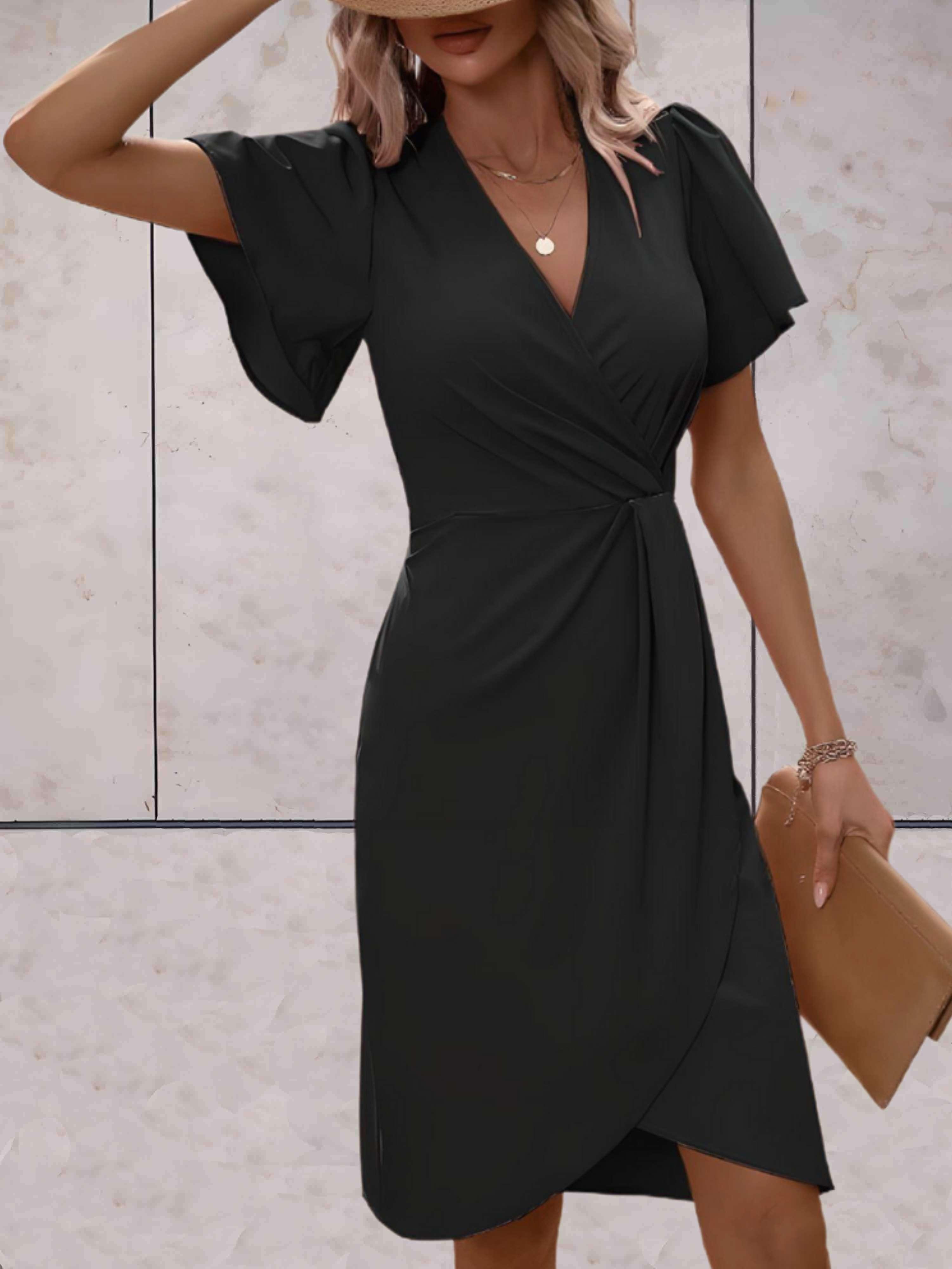 Chic Short Sleeve Wrap Dress