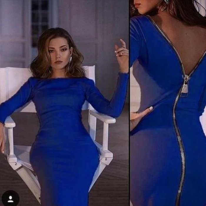 Bernadeth Elegant Bodycon Dress with Chic Full-Length Back Zipper