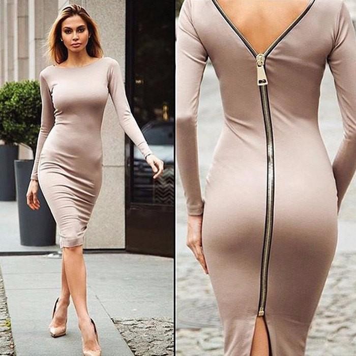 Bernadeth Elegant Bodycon Dress with Chic Full-Length Back Zipper