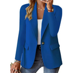 Women's Blazer with Button Closure and Functional Pockets