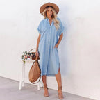 Denim Dress with Short Sleeves - Ayla