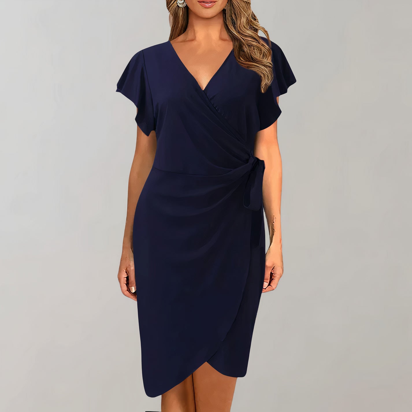 Chic V-Neck Wrap Dress for Women - Perfect for Summer