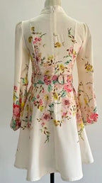 Printed Mini Dress with Button-Down Accents