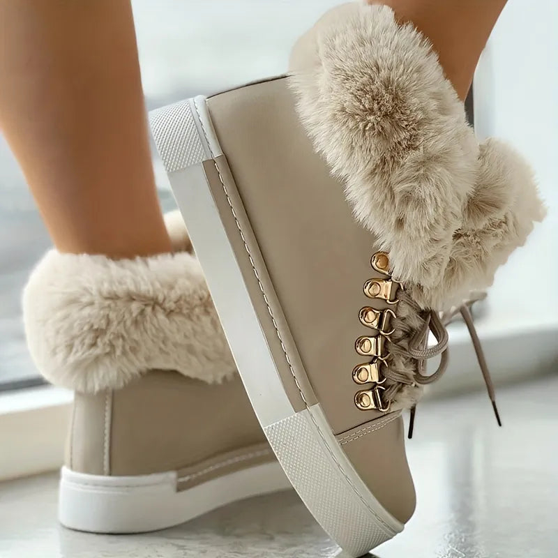 Stylish Lace-Up Padded Ankle Boots