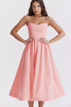 Stylish Midi Dress with Sophisticated Back Lacing Detail