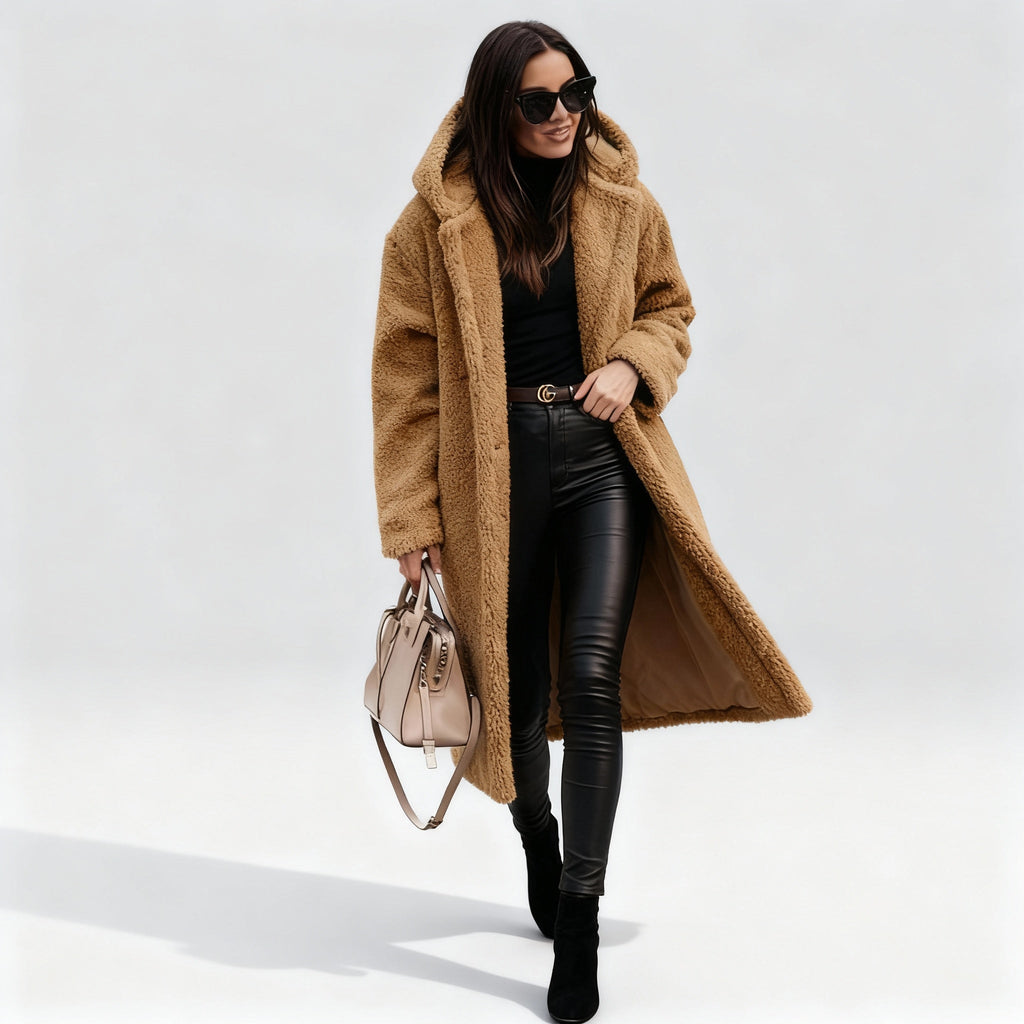 Chic Long Plush Fleece Coat for Women