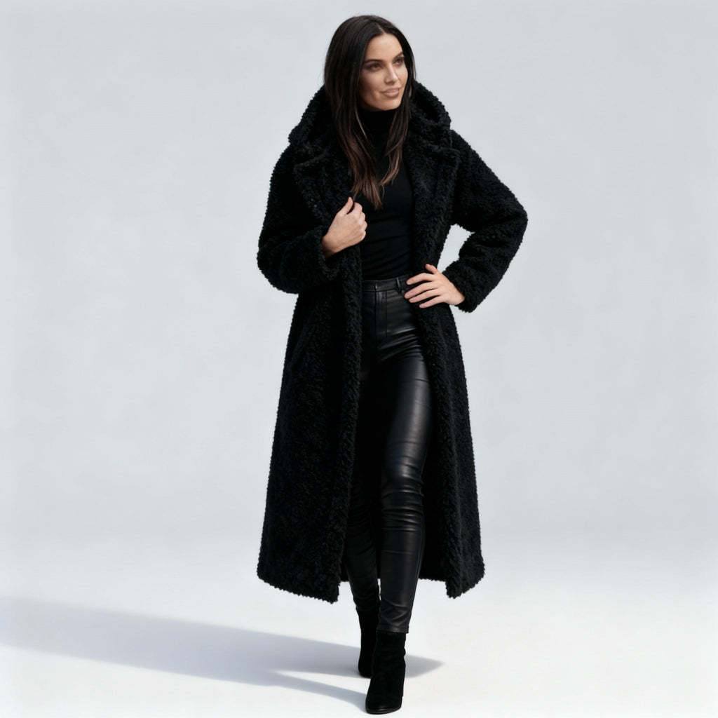 Chic Long Plush Fleece Coat for Women