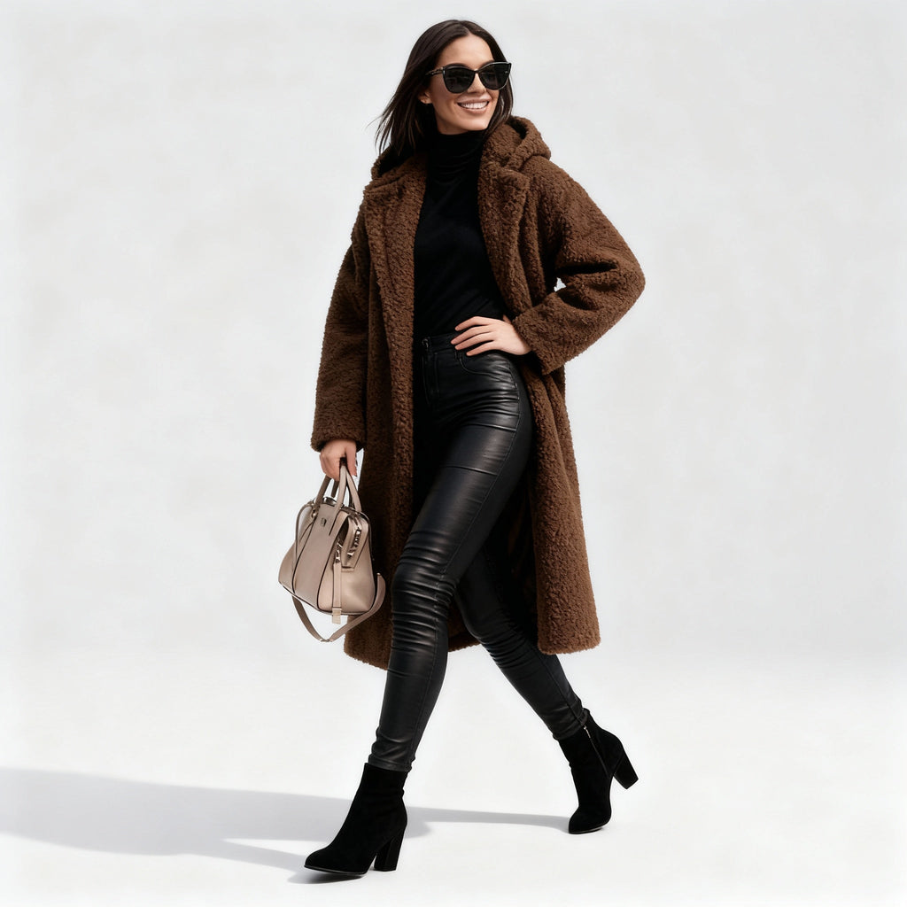Chic Long Plush Fleece Coat for Women