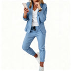 Chic Women's Blazer and Jogger Set – Coordinated Blazer and Pant Ensemble