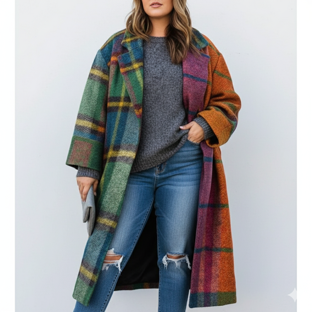 Plus Size Women's Long Wool Overcoat