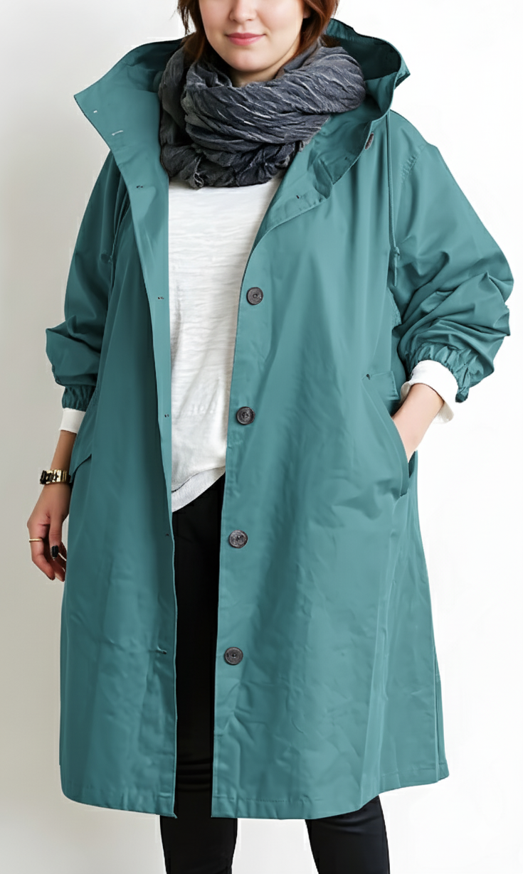 Plus Size Women's Hooded Trench Coat
