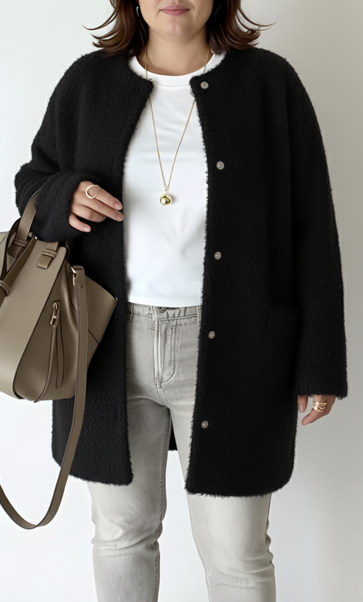 Chic Plus Size Relaxed Knit Cardigan for Women